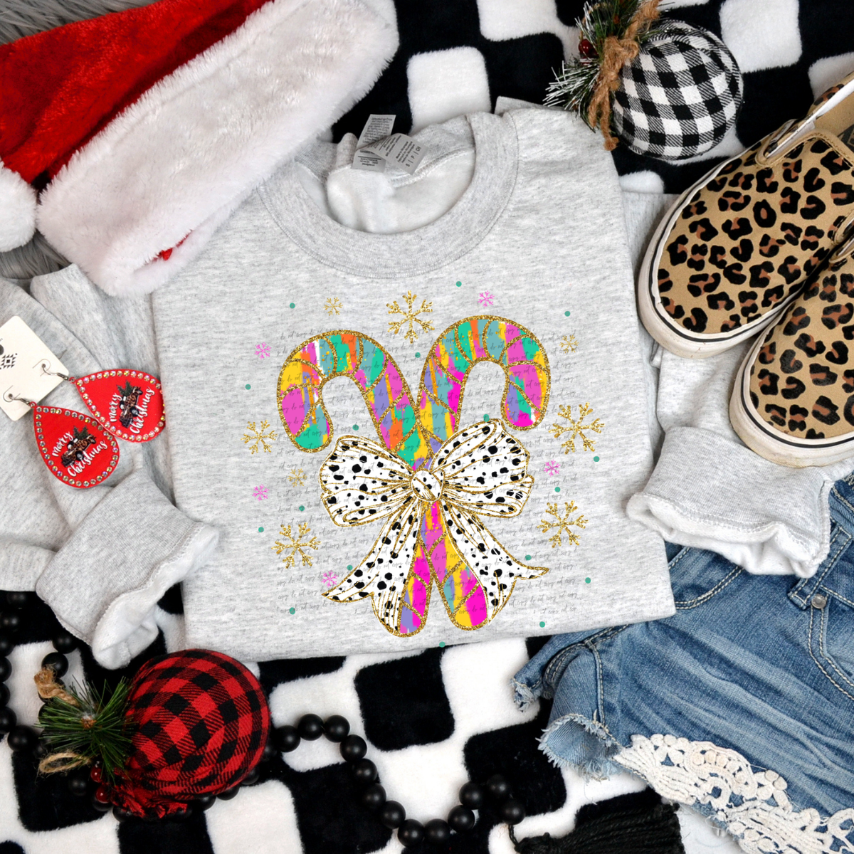 Candy Cane (White Bow) 68148 DTF Transfer