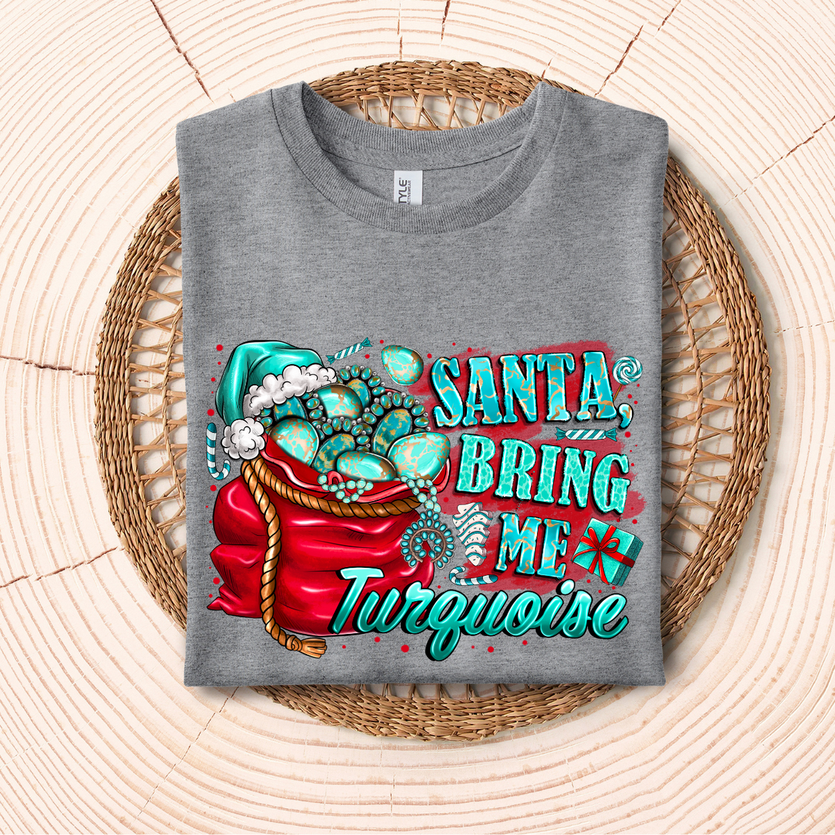 Santa Bring Me Turquoise (RD) DTF Transfer