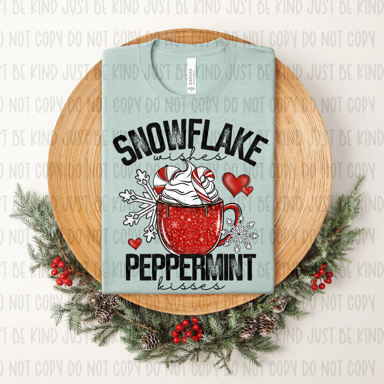 Snowflake Wishes Peppermint Kisses (Revel) 72466 DTF Transfer