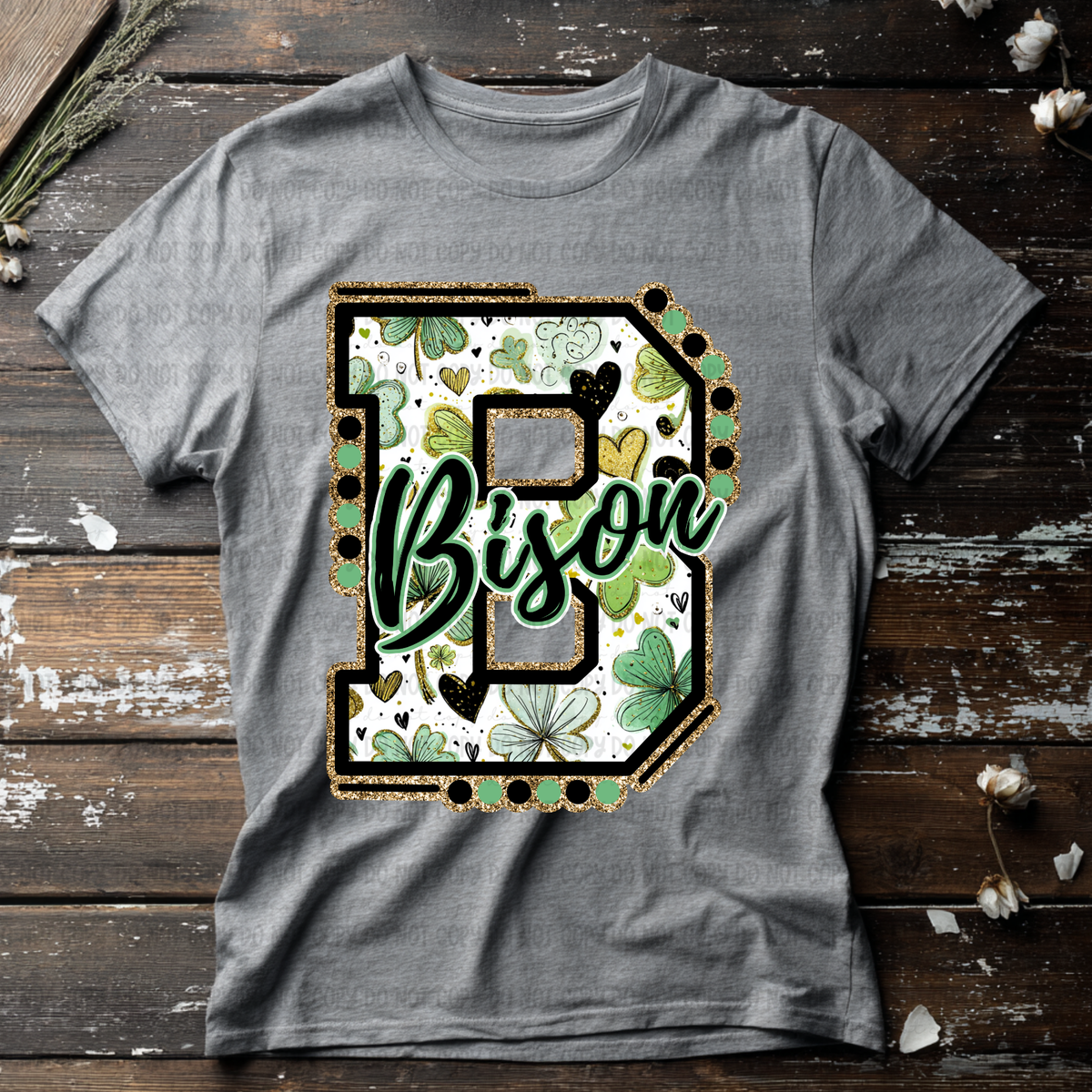 Bison letter St. Patrick's Day GREEN (Revel) DTF Transfer