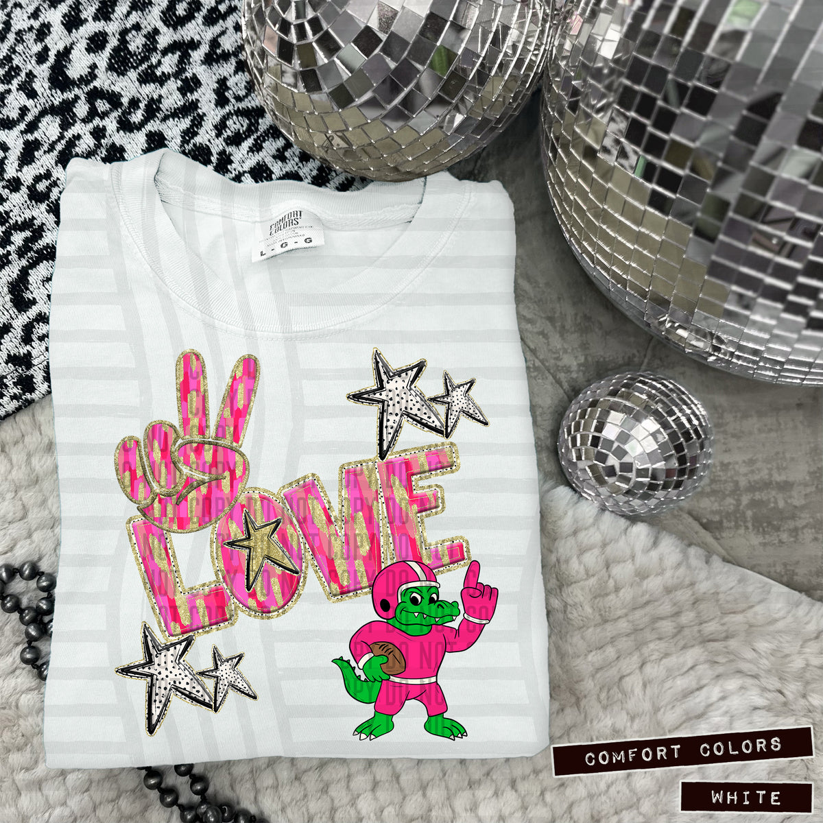 Pink Peace Love GATOR (Caplinger) 101869 DTF transfer