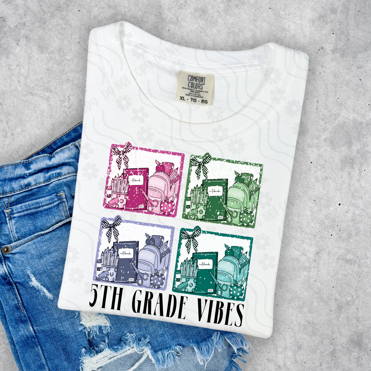 5th Grade Vibes - Pastel Backpack And School Supplies 108272 DTF transfer