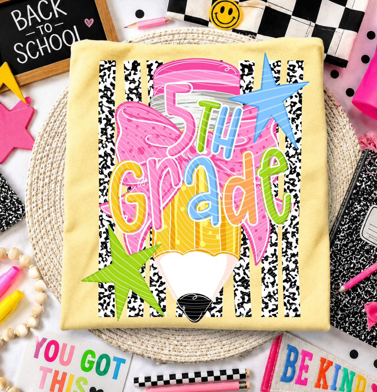 5th grade composition book stripes (AG) DTF Transfer