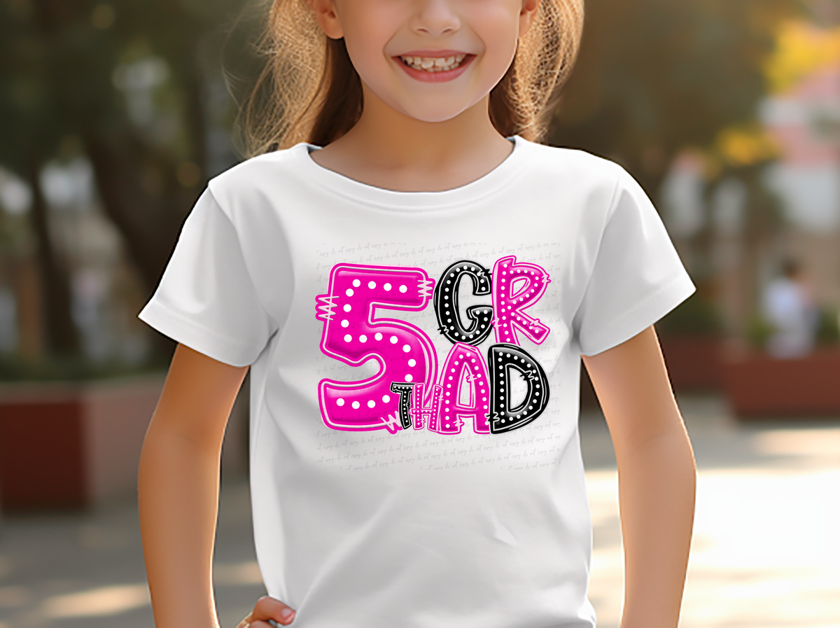 5th Grad Black and Pink Font Polka 117911 DTF transfer