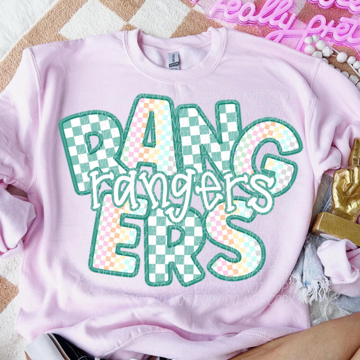 Rangers blue and colorful checkered (CITY) 85529 DTF transfer