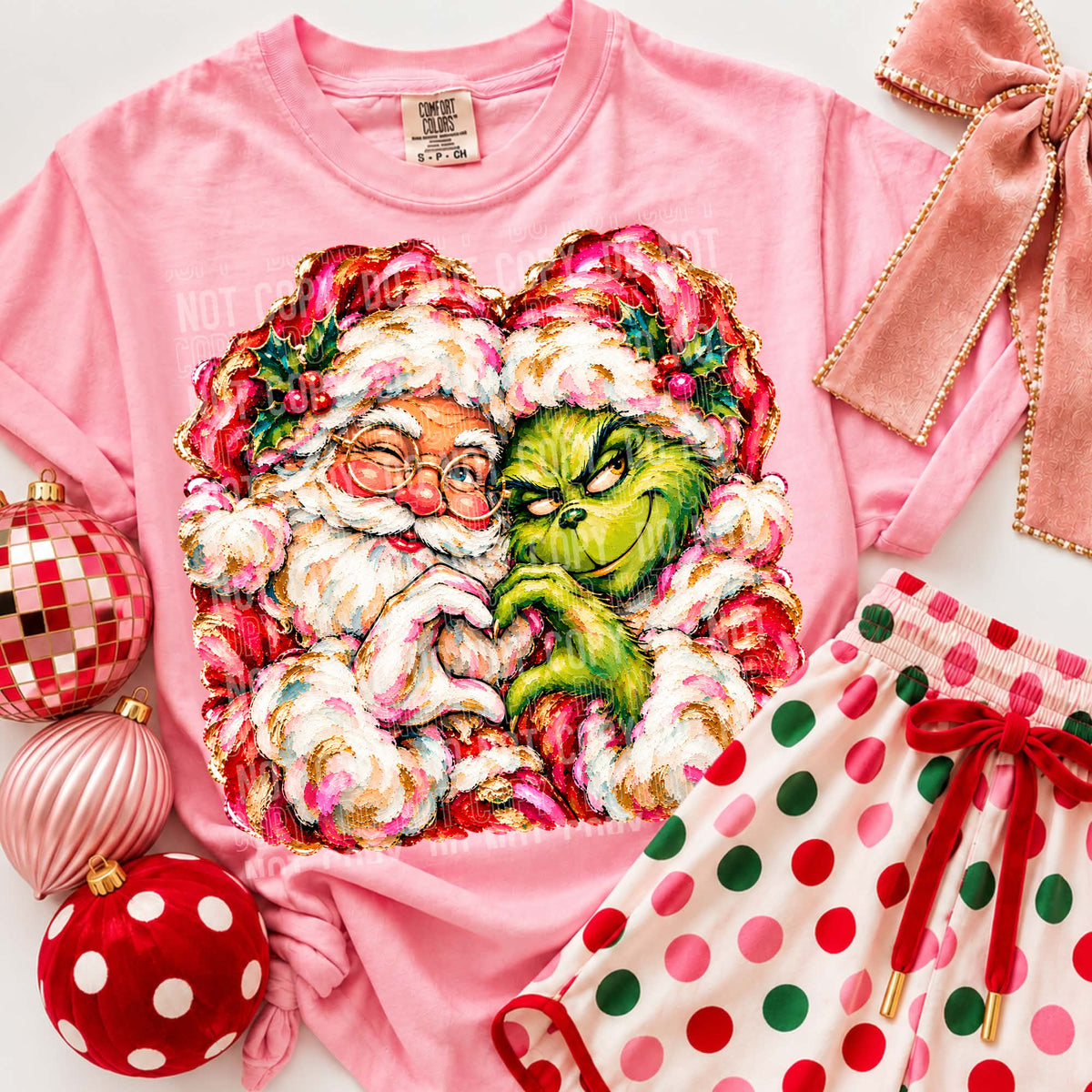 Santa and grinch faux painted (SBB) Sunday Special DTF transfer