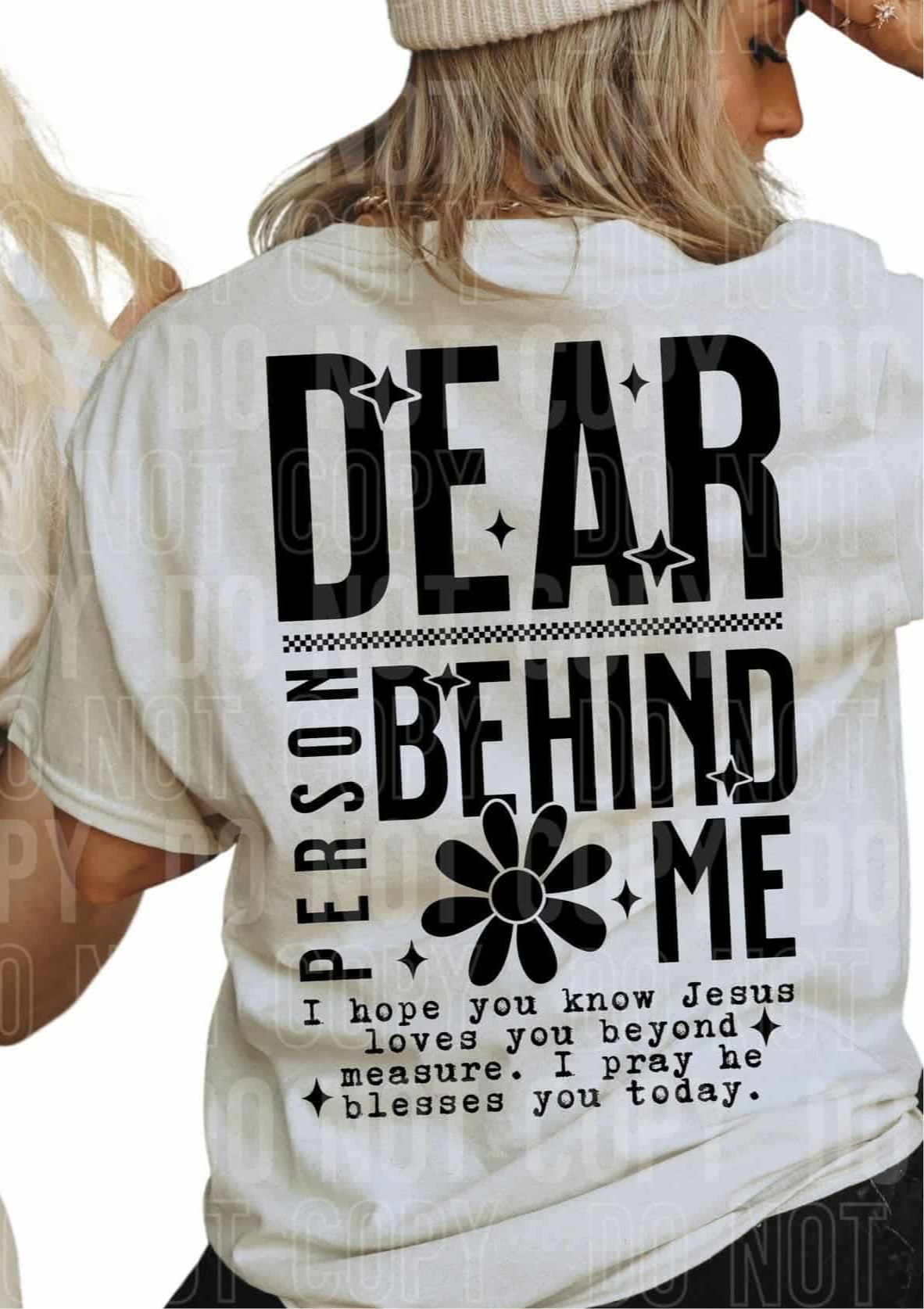 Dear person behind me Jesus loves you BACK (SBB) DTF transfer
