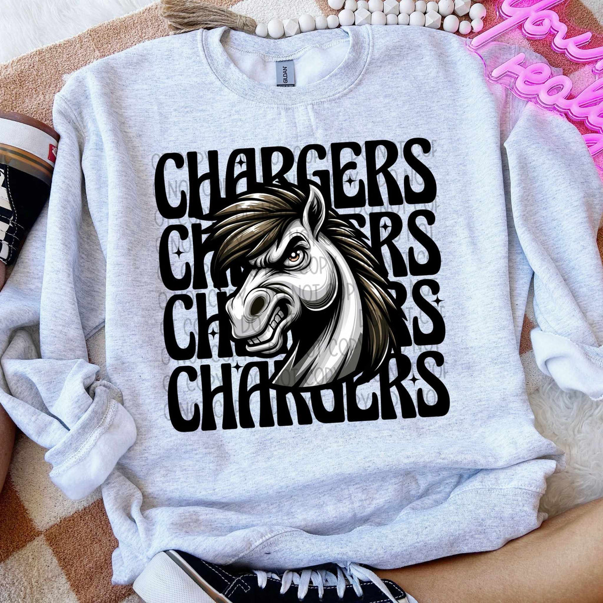 Chargers stacked Winking Mascot SWD 49200 DTF transfer