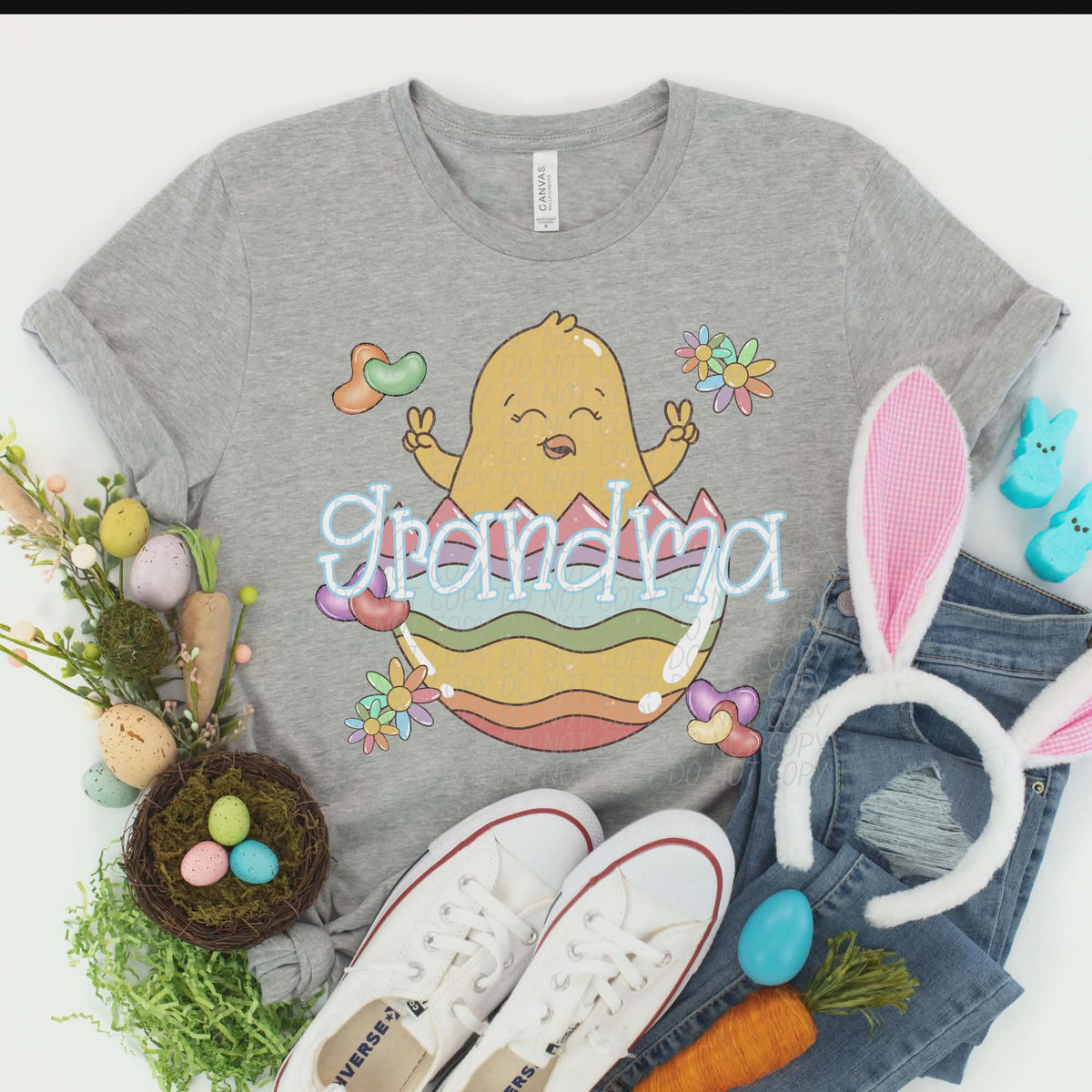 Grandma pastel egg with chick (City) DTF transfer