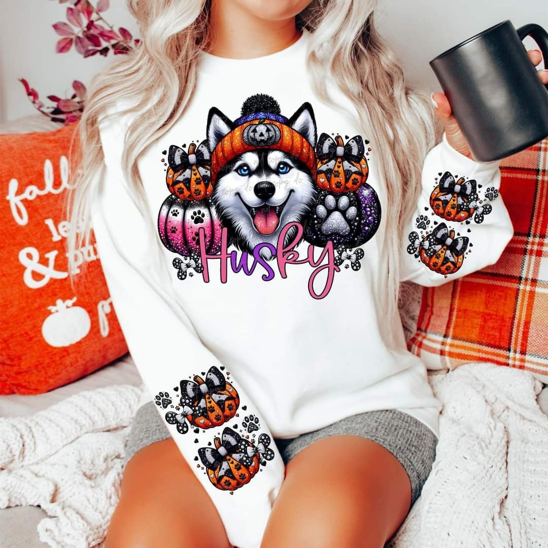 Husky Halloween dog FRONT ONLY (VIRGO) 53807 DTF transfer
