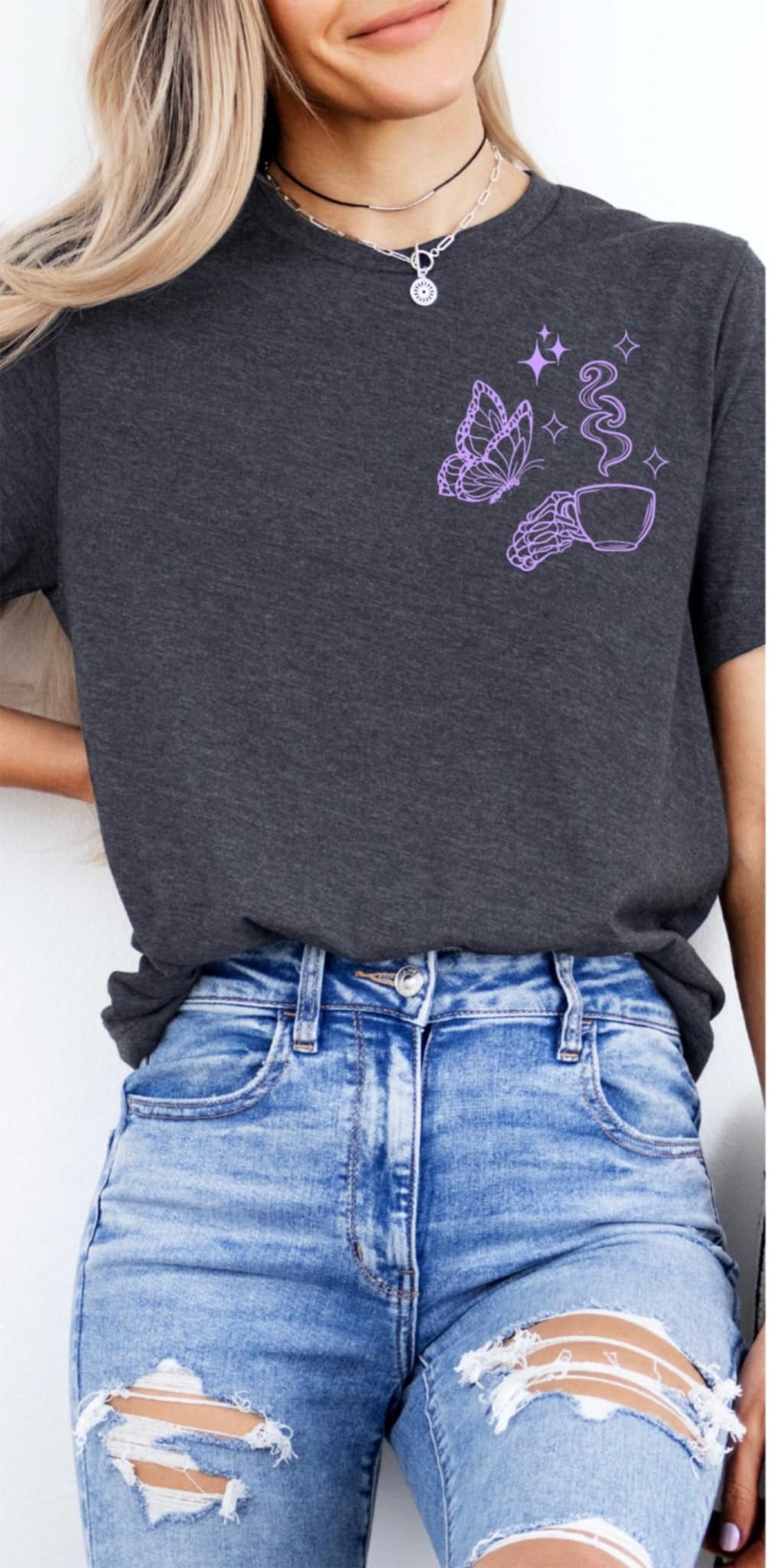 Under caffeinated moms club purple pocket (ABD) 93186 DTF transfer