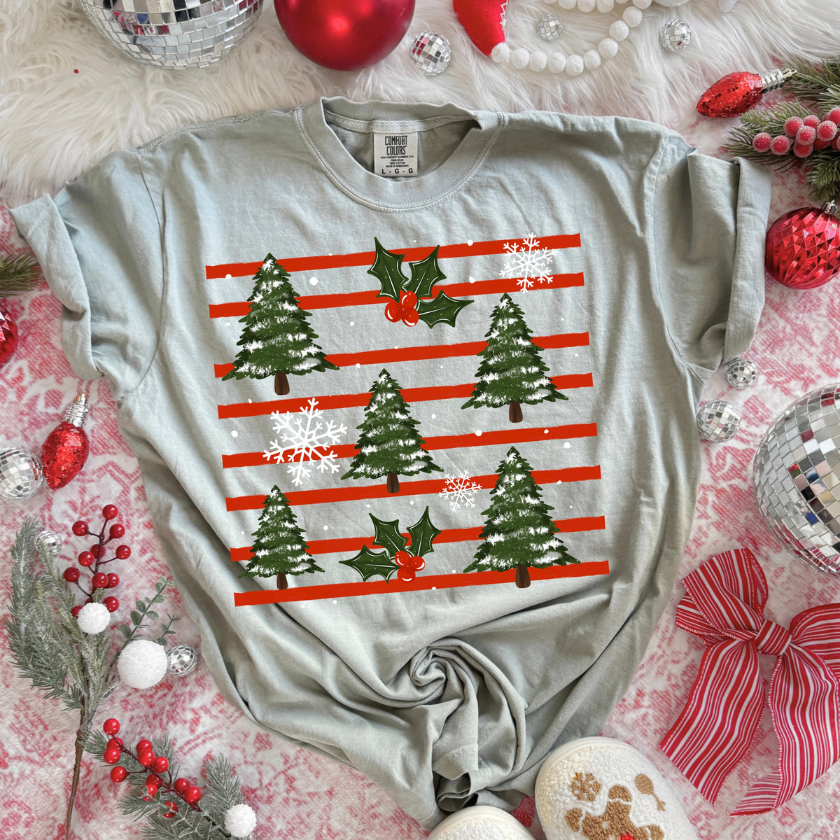 Christmas Trees and red stripes (CSC) DTF Transfer