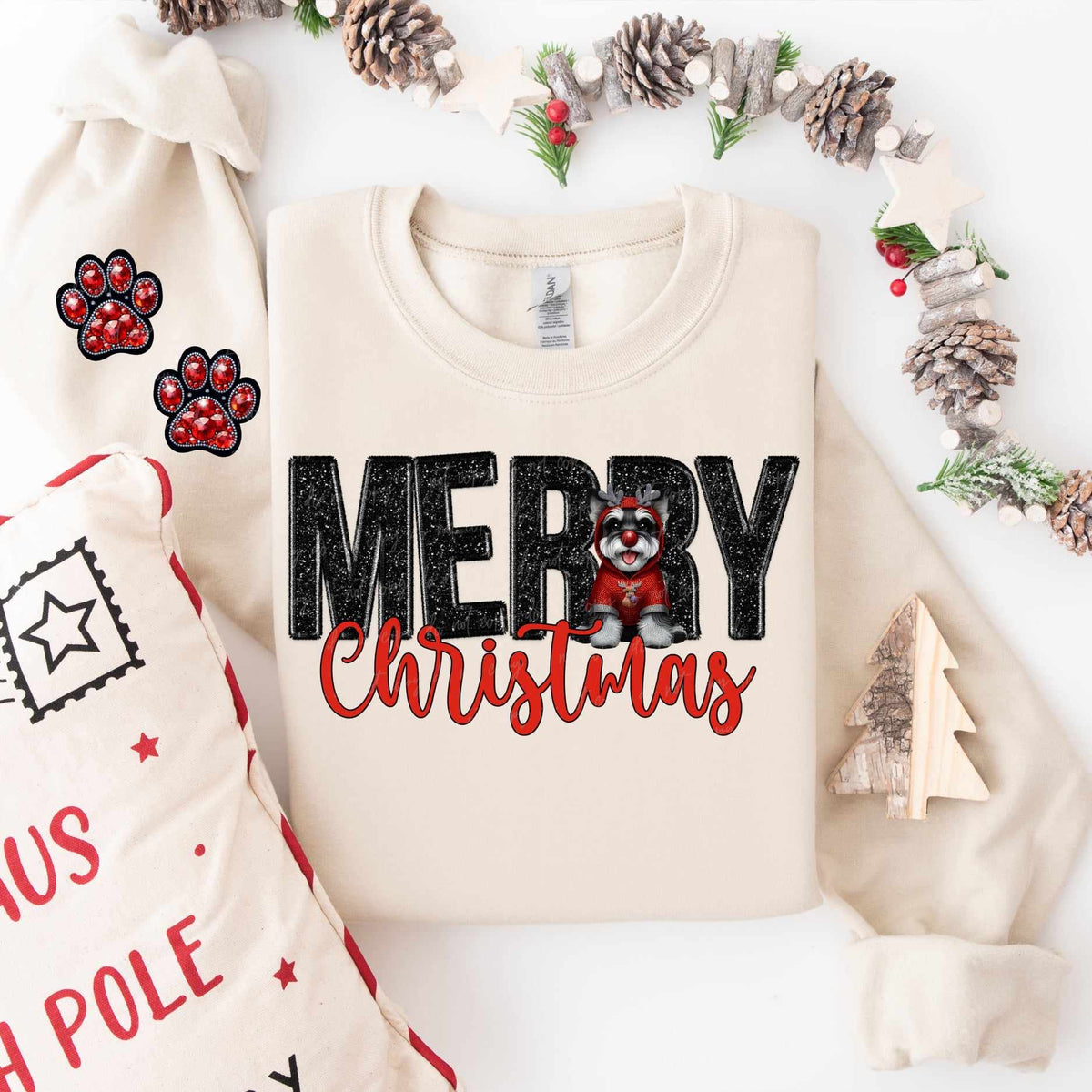 Merry Christmas schnauzer FRONT ONLY (VIRGO) 53838 DTF transfer