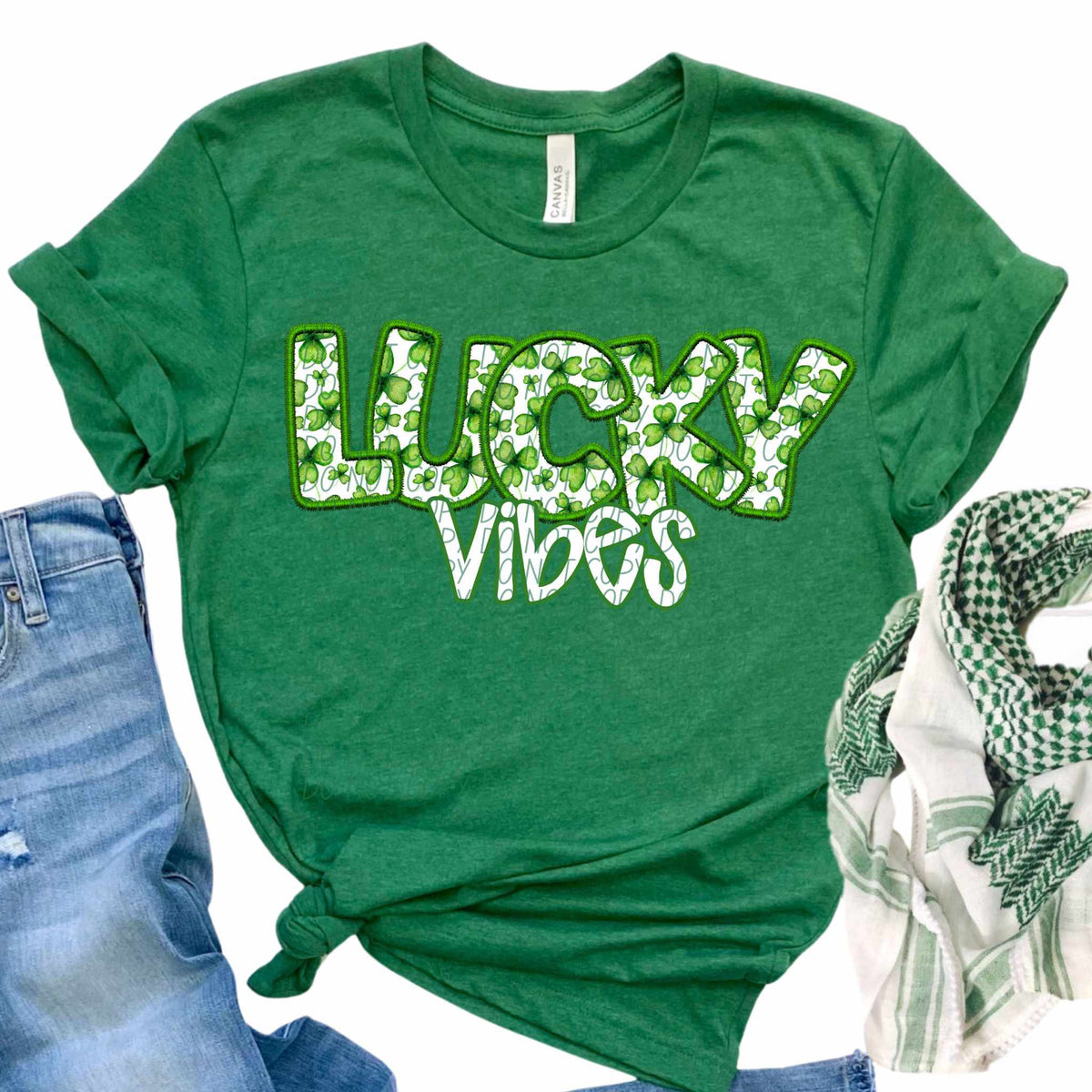 Lucky vibes clover embroidery (CITY) 85097 DTF transfer