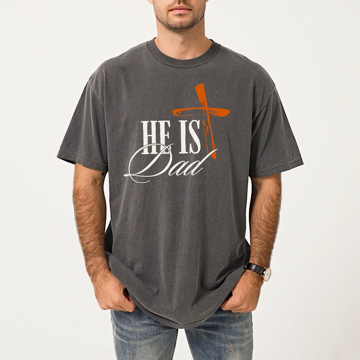 He is dad cross (black and orange) DTF Transfer