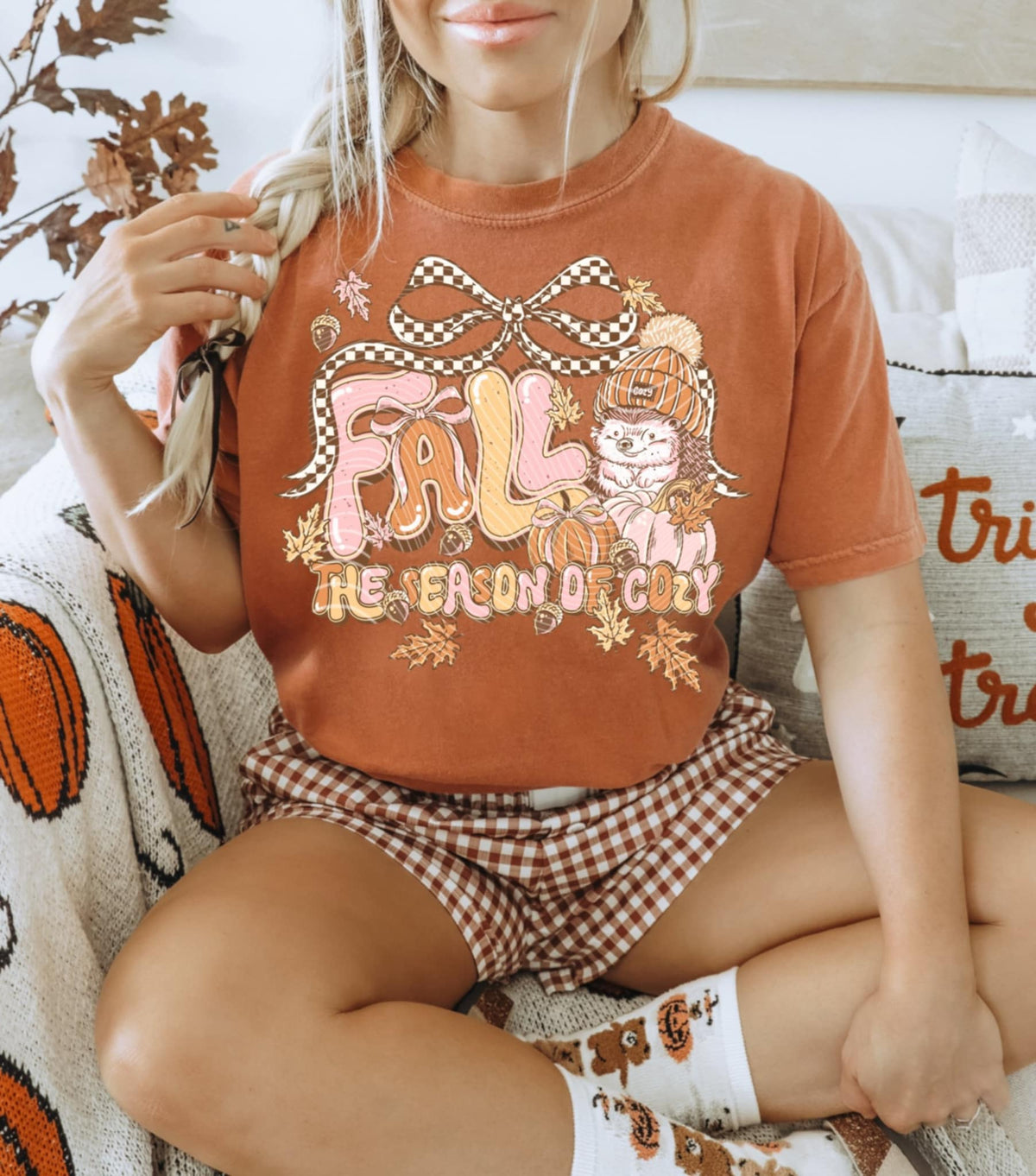 Fall The Season Of Cozy with BROWN bow (ag) DTF transfer