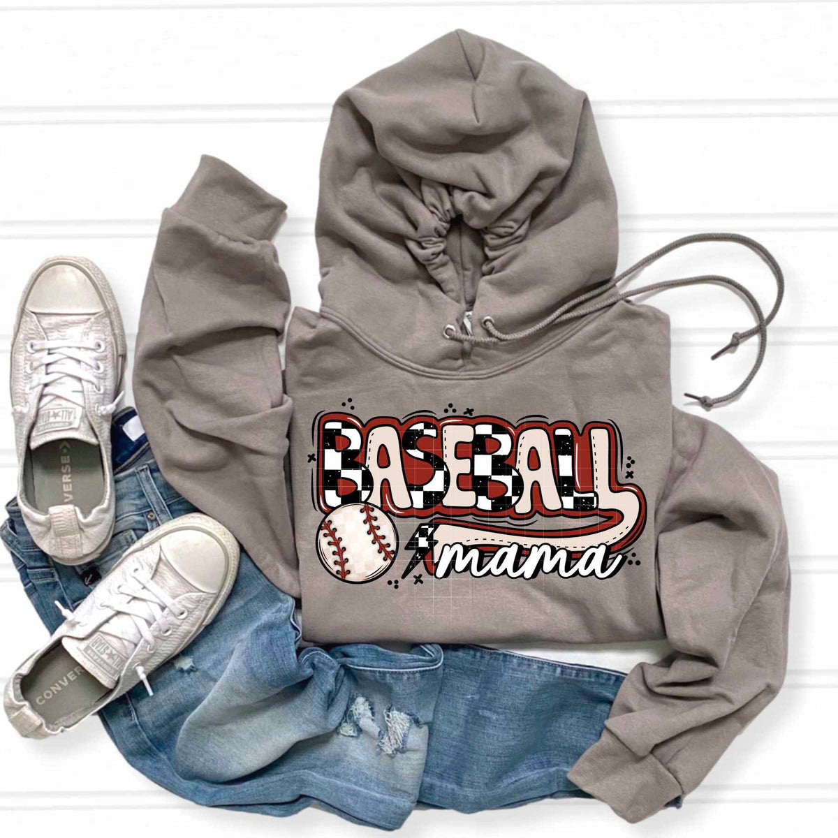 Baseball mama red checkered (CSC) 84419 DTF transfer