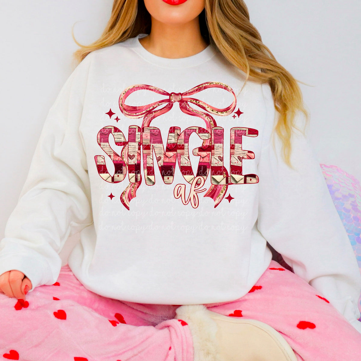 Single Af Valentines Font with bow (exclusive) DTF transfer