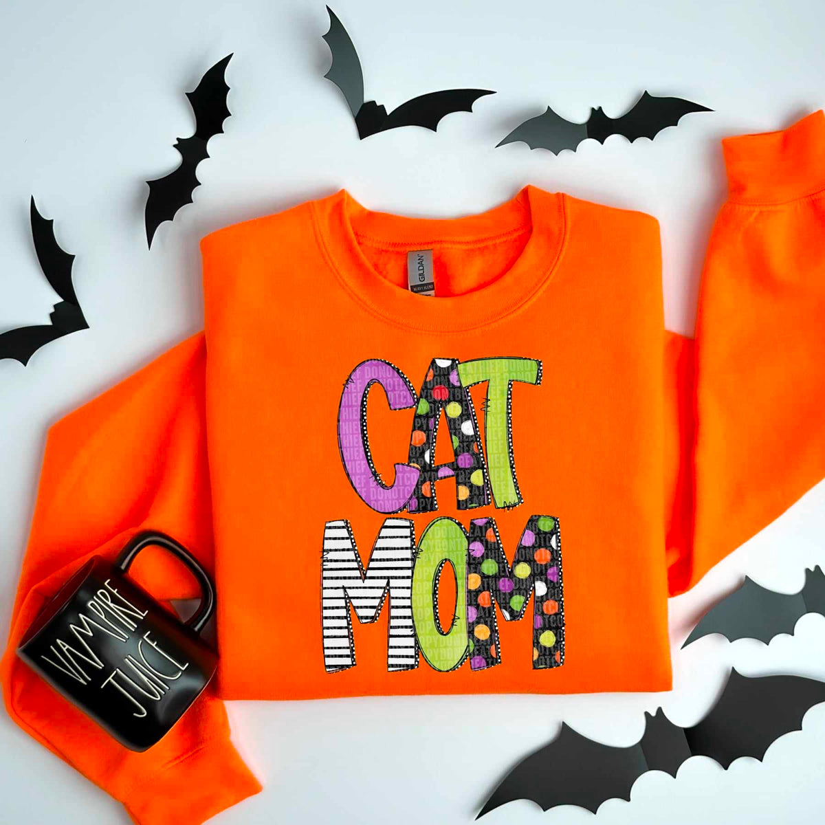 Cat mom Halloween font 53368 DTF transfers