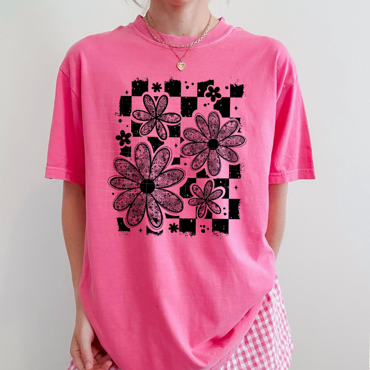 Lace distressed florals BLACK (CSC) DTF Transfer