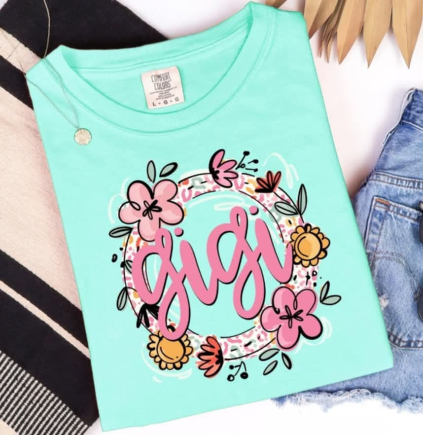 Gigi pink floral circle (S&G) 96508 DTF transfer