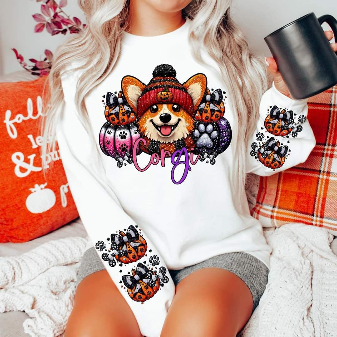 Corgie Halloween dog FRONT ONLY (VIRGO) 53799 DTF transfer