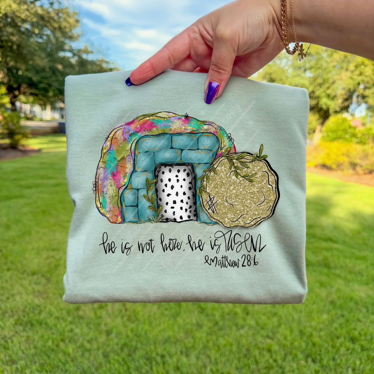 He is Risen colorful tomb DTF Transfer