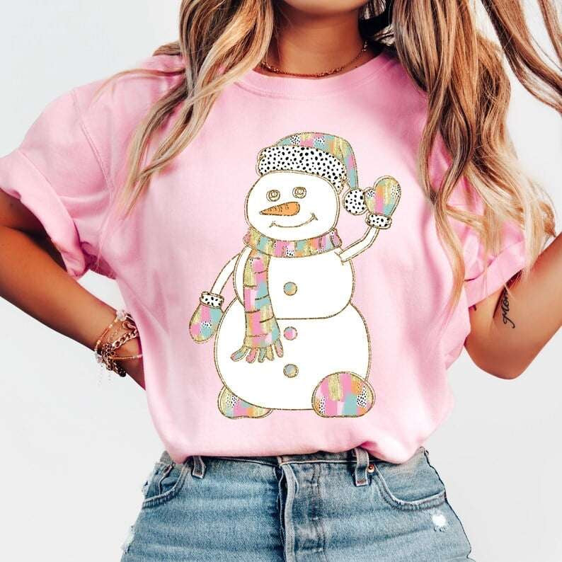 Snowman brushstroke winter wear  62223 DTF transfer