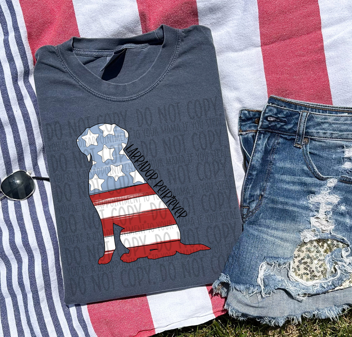 LABRADOR RETRIEVER patriotic black font (SWD) DTF transfer