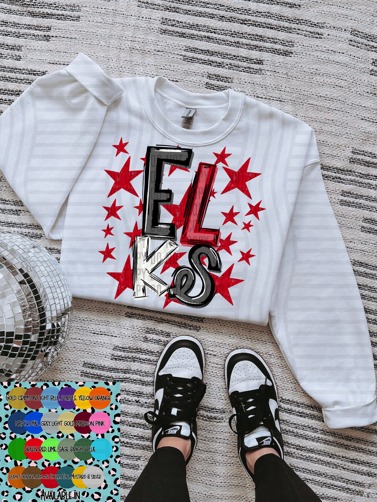 elks black white and red with red stars (Caplinger) DTF Transfer