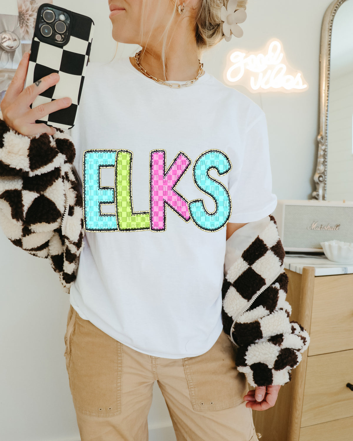 Elks Colorful Checkered (caplinger) DTF transfer