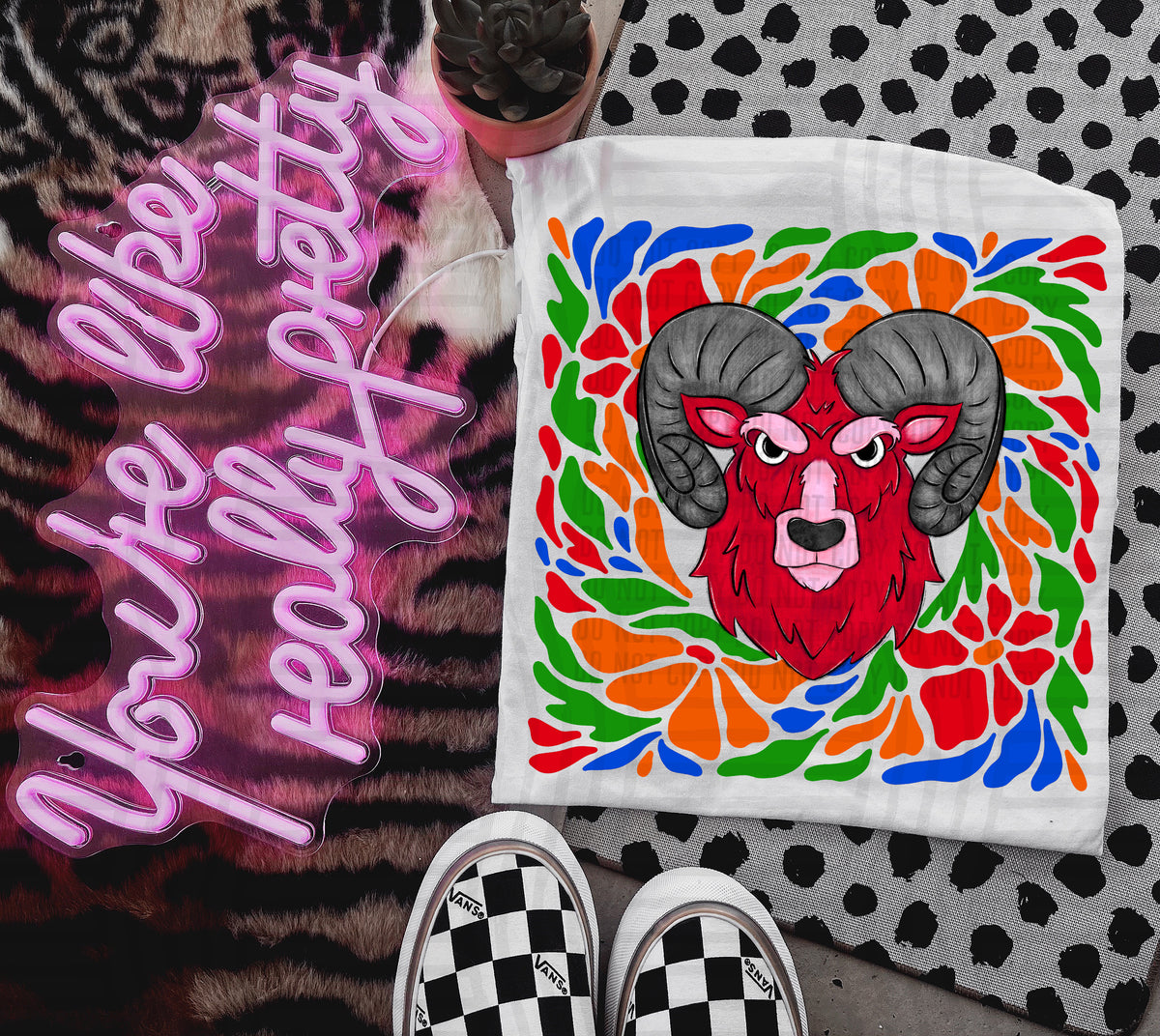 Red Ram Retro Floral (Caplinger) 101173 DTF transfer