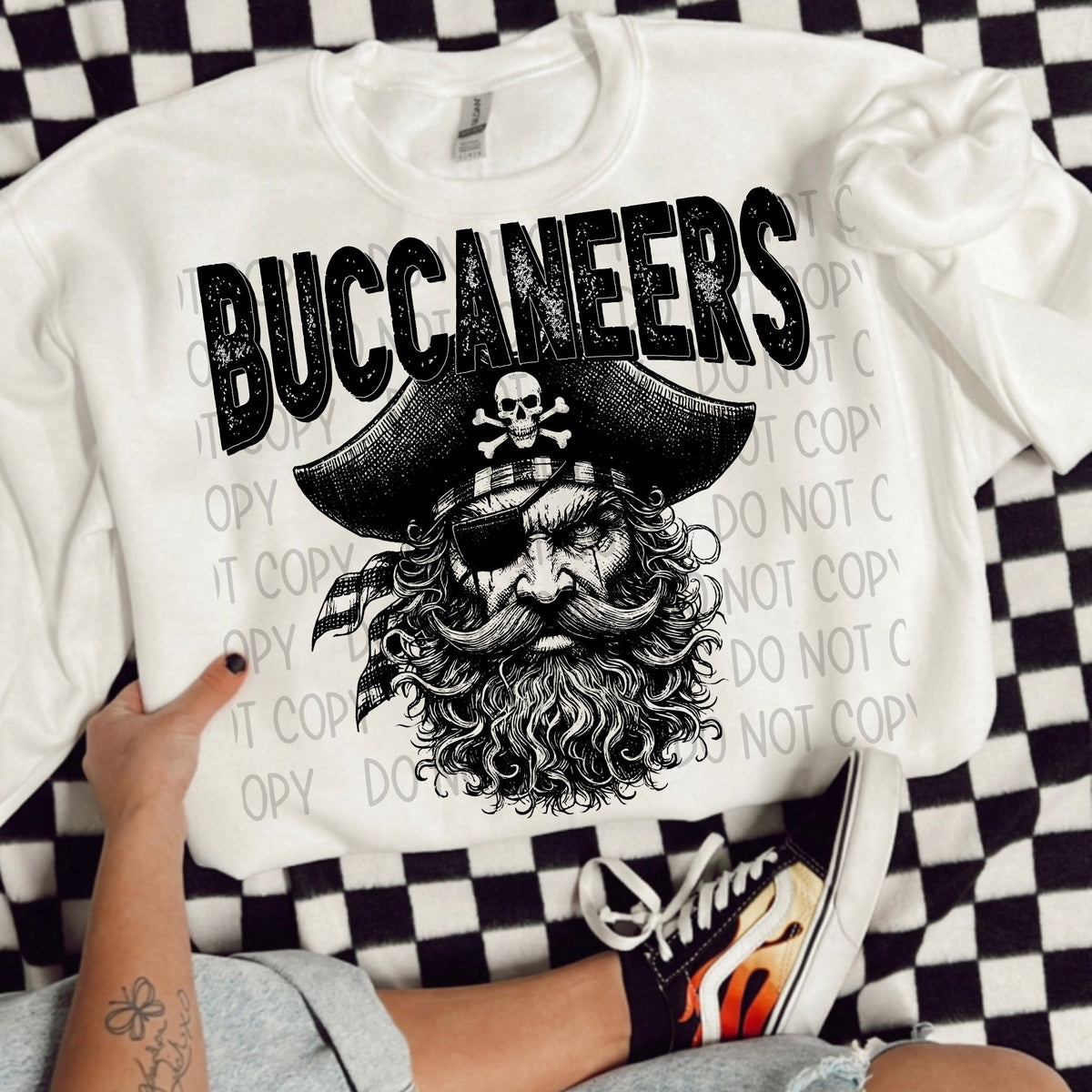 Buccaneers black/white outline DTF transfer