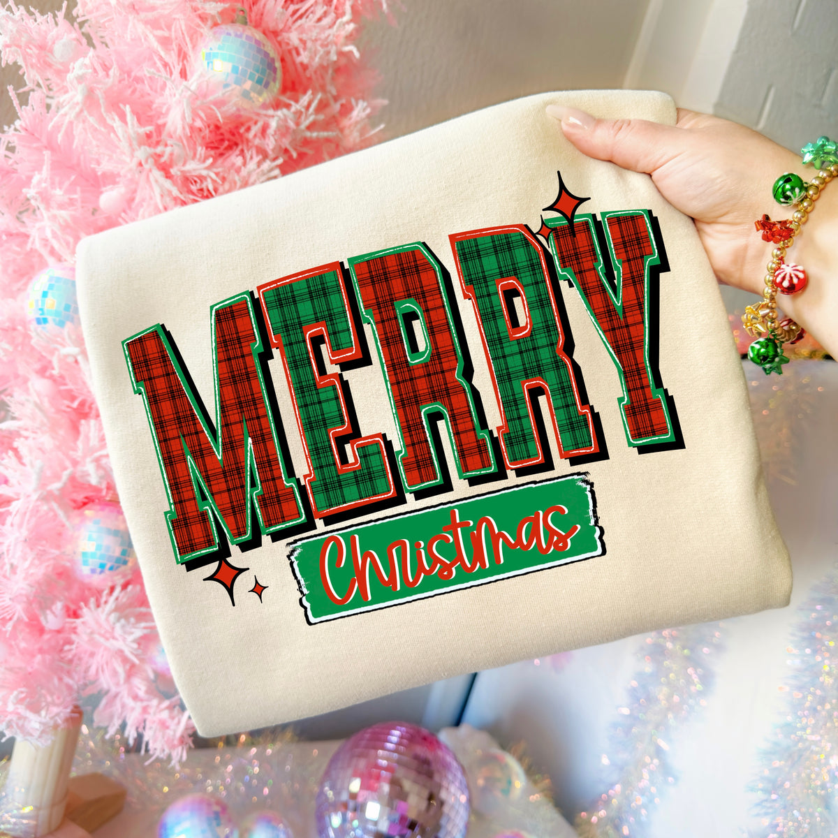 Merry patterned varsity (plaid) (csc) DTF Transfer