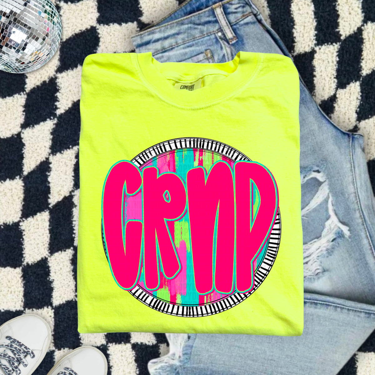 CRNP pink font circle 103947 DTF transfer