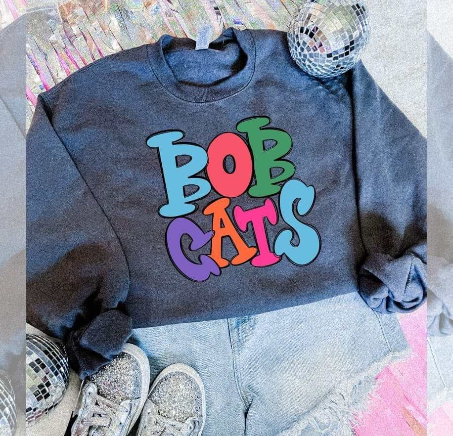 Bobcats colorful bubble font (S&G) 64475 DTF transfer