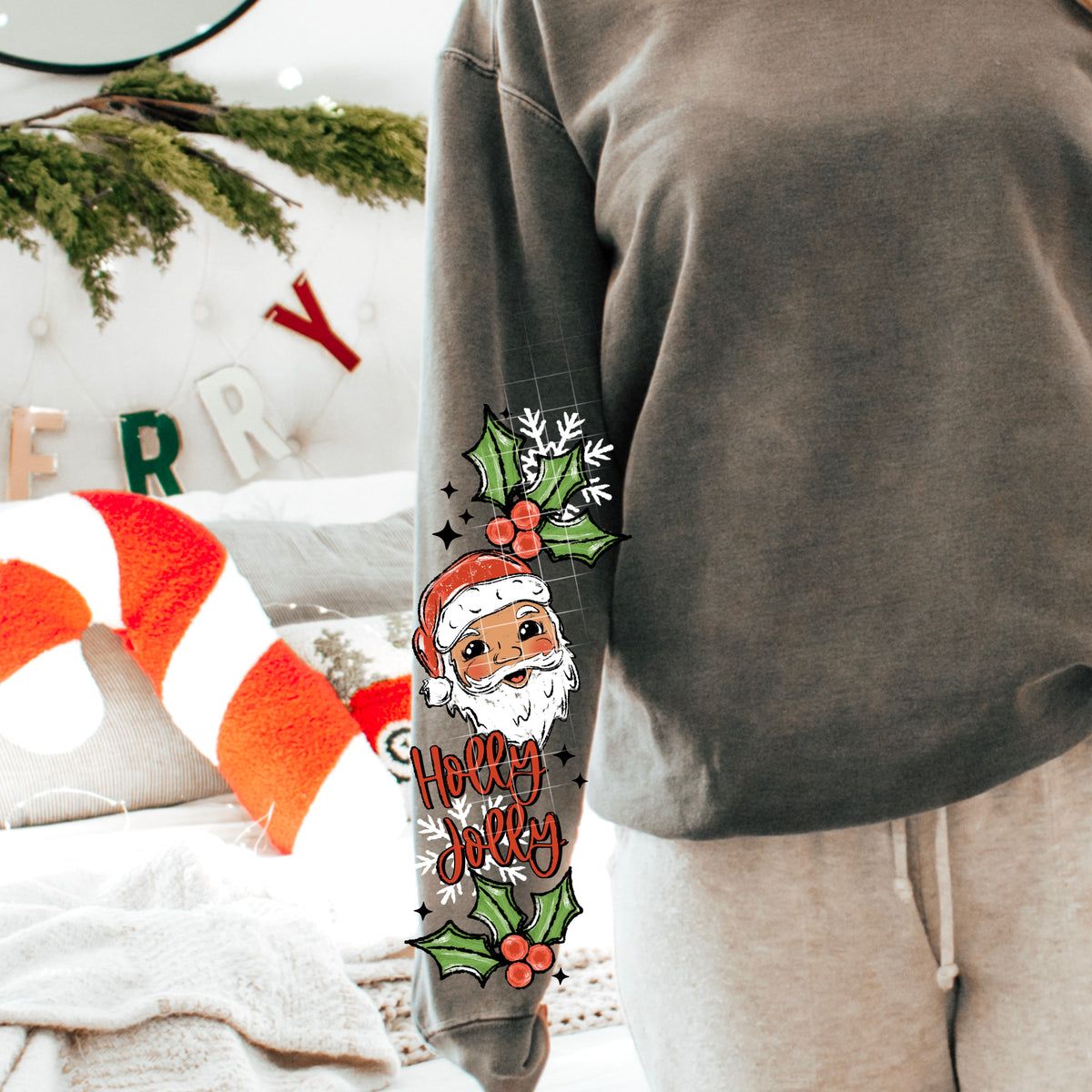 Jolly Santa lighter skin tone SLEEVE CSC DTF Transfer