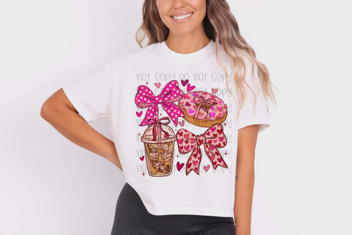 Bows donut and coffee (SSD) DTF Transfer