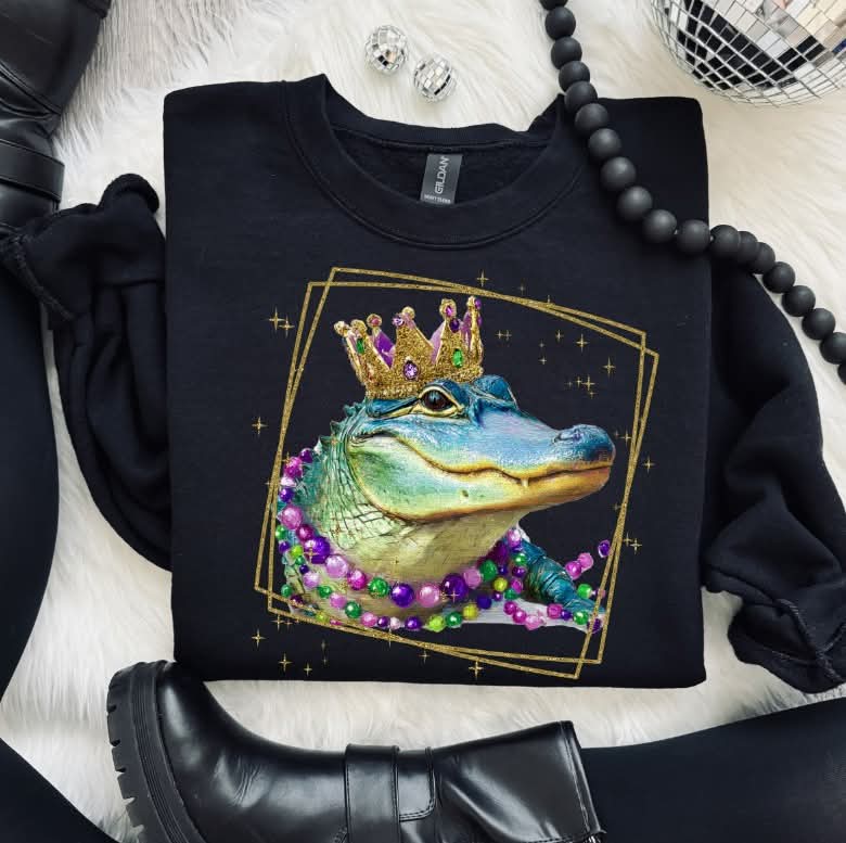 Mardi Gras crocodile (S&G) DTF Transfer