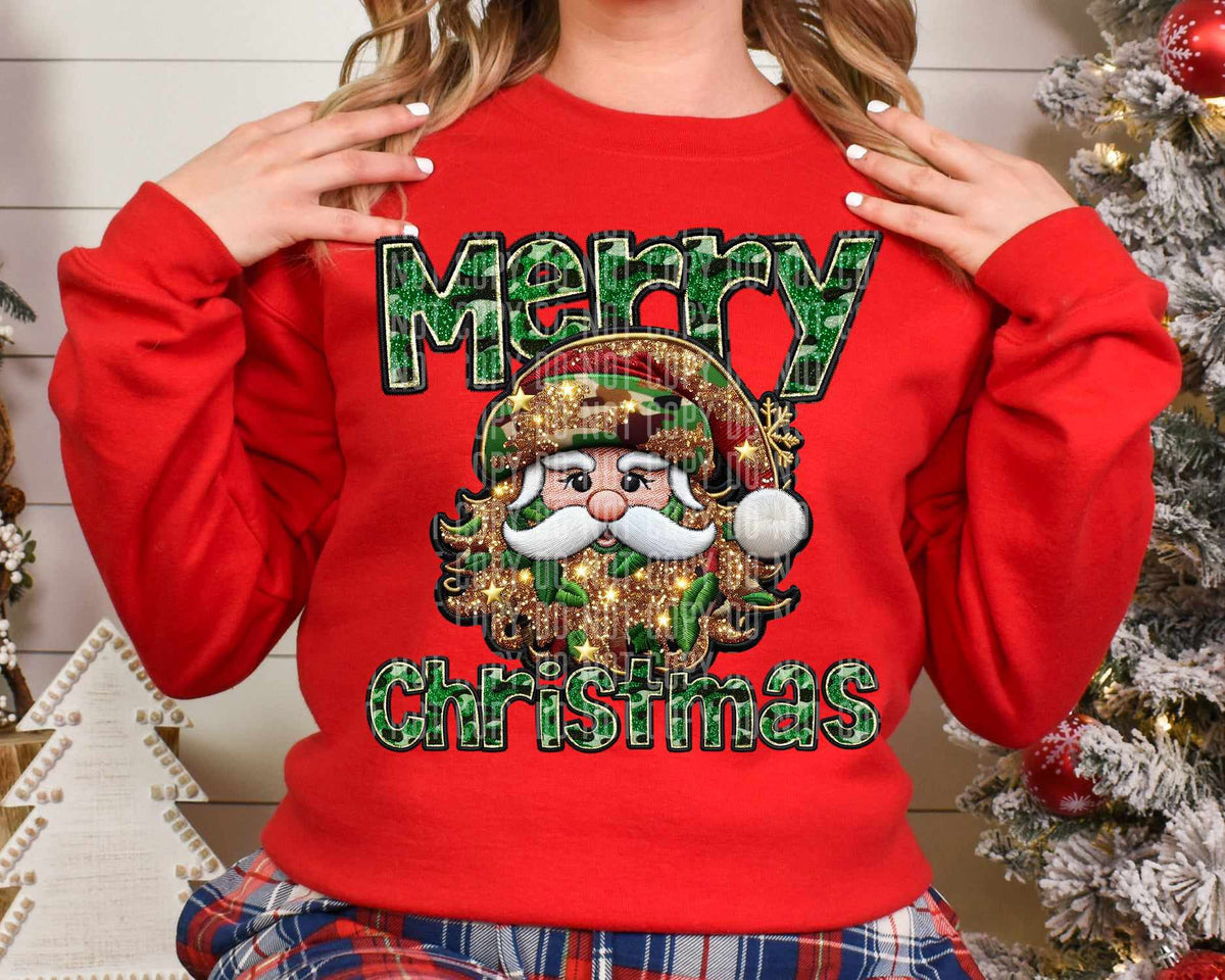 Merry Christmas camo Santa no glasses (caplinger) 65102 DTF transfer