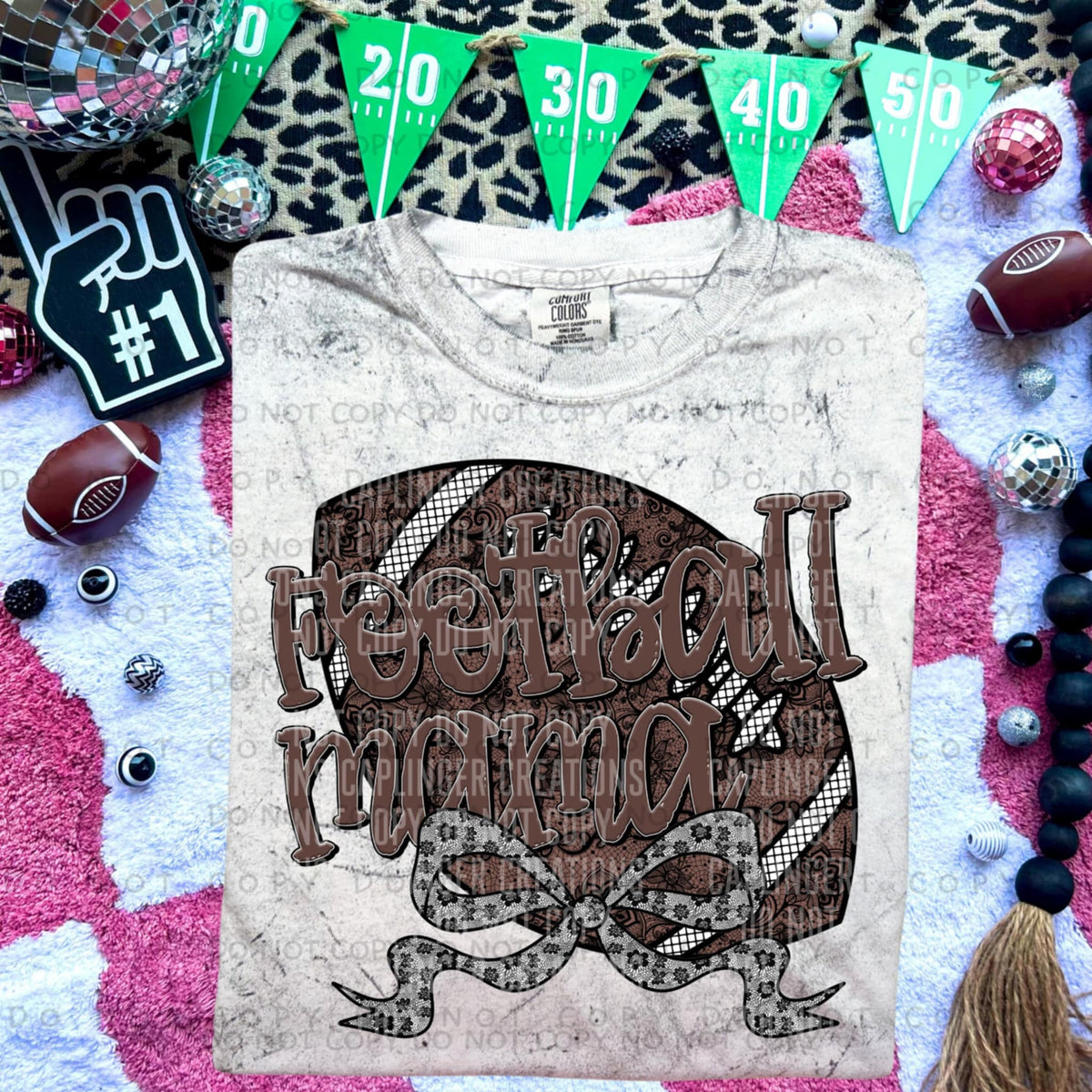 Football mama ball with bow (Caplinger) 87519 DTF transfer