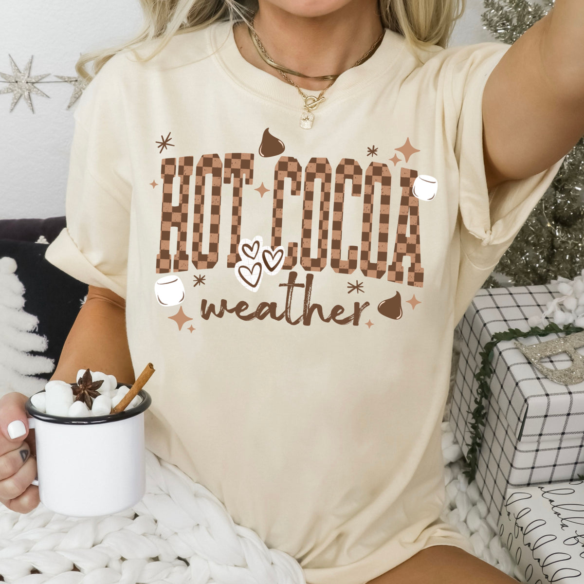 Hot Cocoa weather checker (csc) DTF Transfer