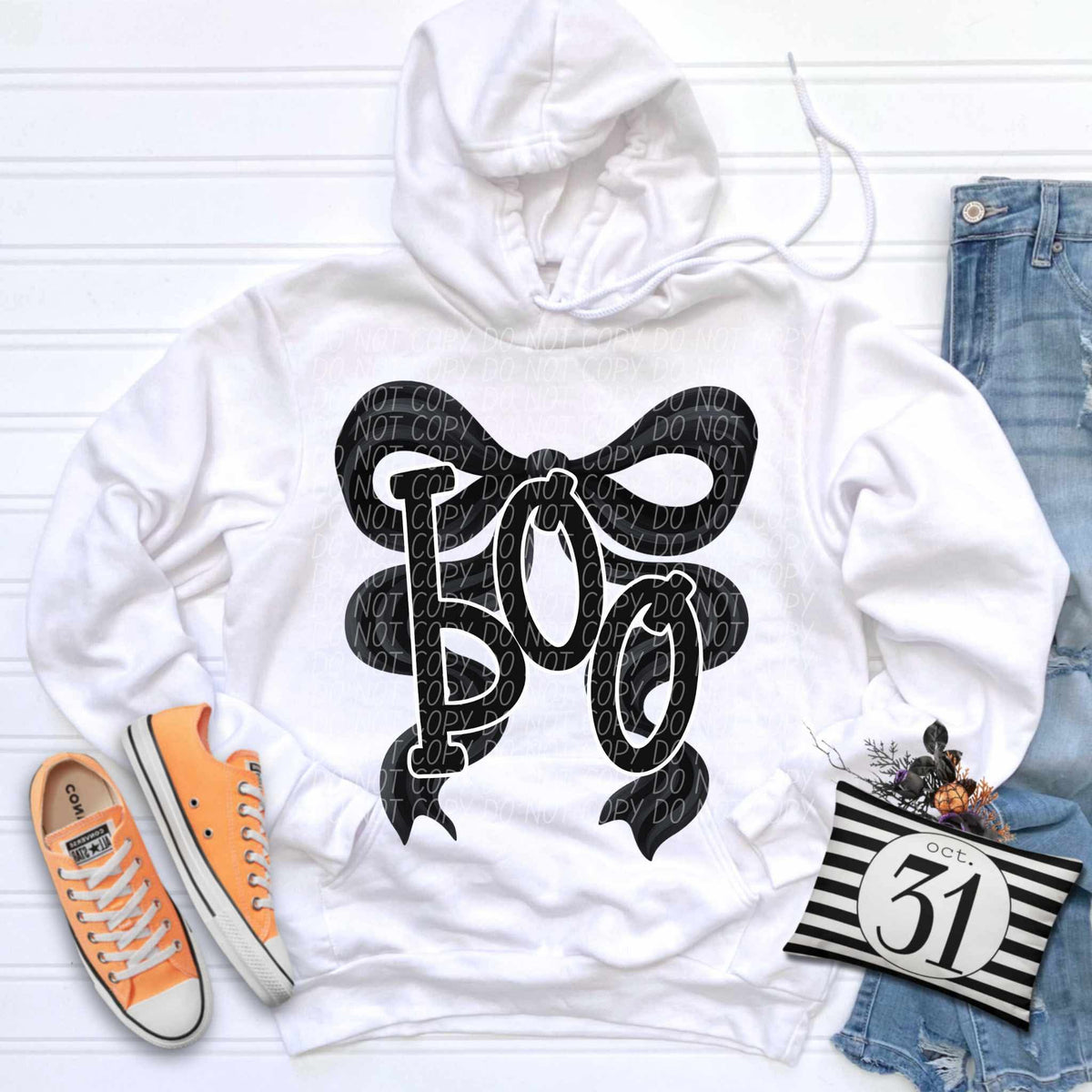 Boo black bow CITY DTF transfer