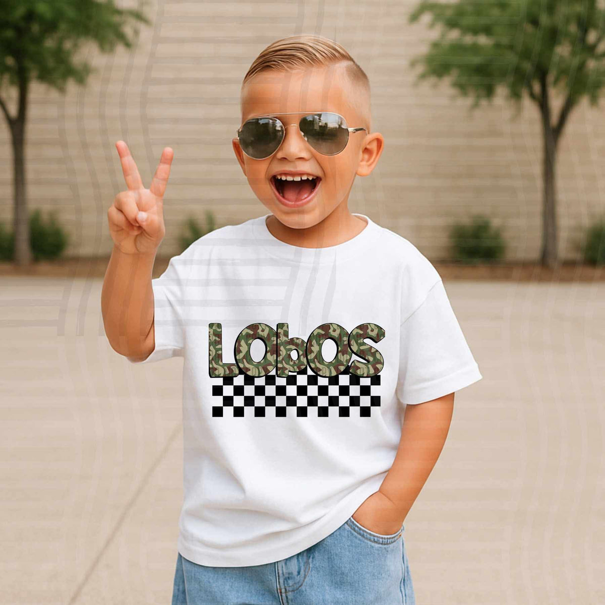 Lobos Camo checkered mascots (Caplinger) DTF transfer