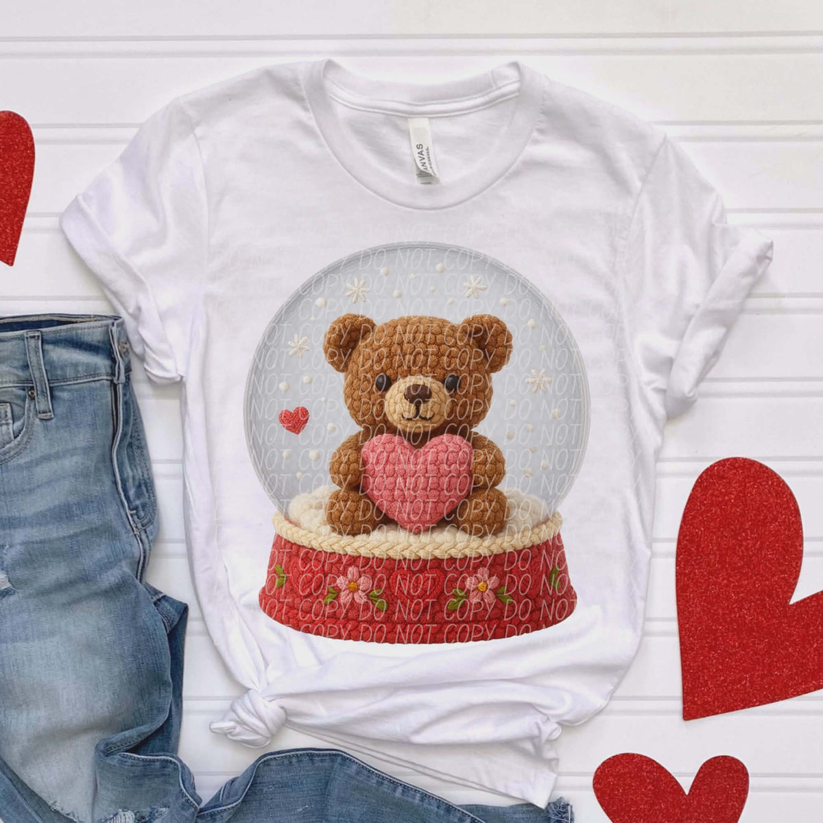 Teddy bear snow globe (city) DTF transfer