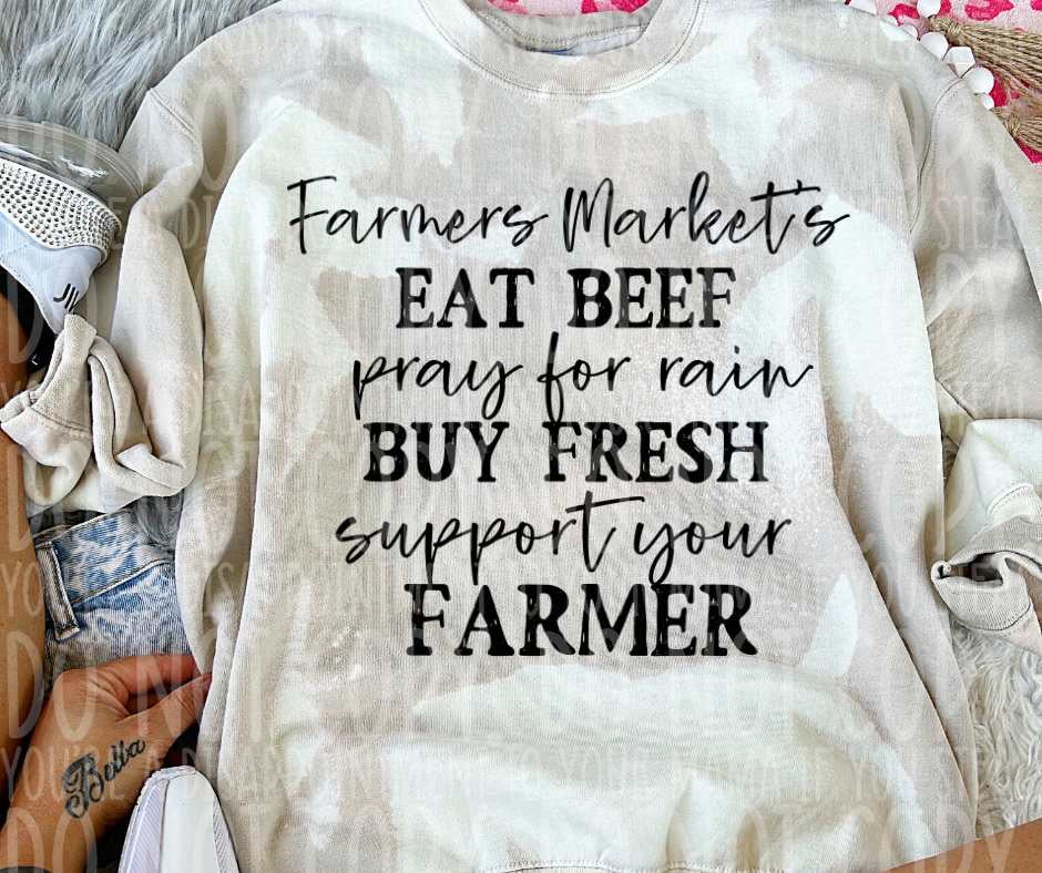 Farmers markets eat beef pray for rain (vintage) 53773 DTF transfer