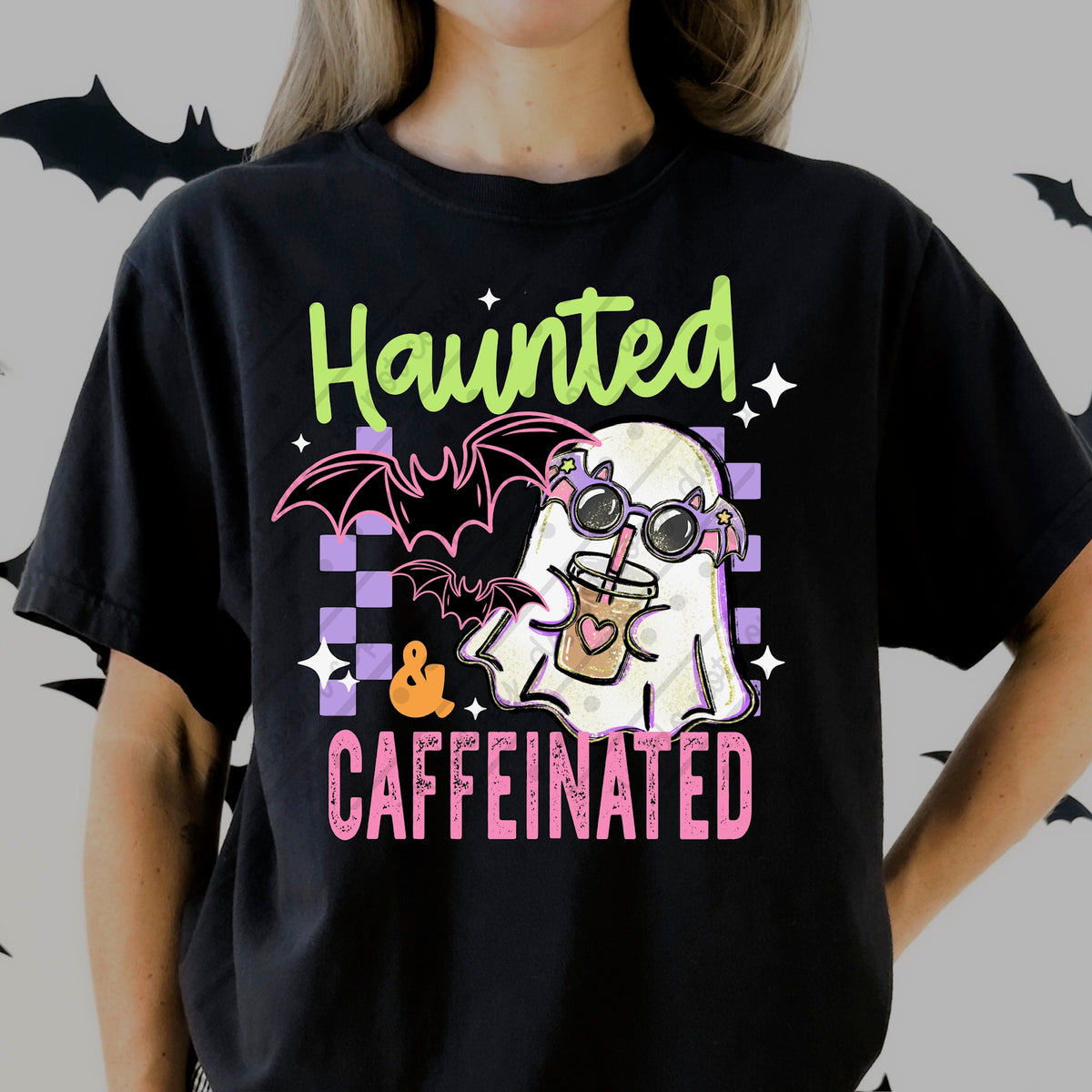 Haunted and caffeinated ghost (exclusive) DTF Transfer