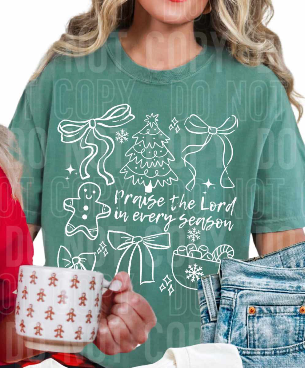 Praise the Lord in every season Christmas WHITE (SBB) DTF transfer