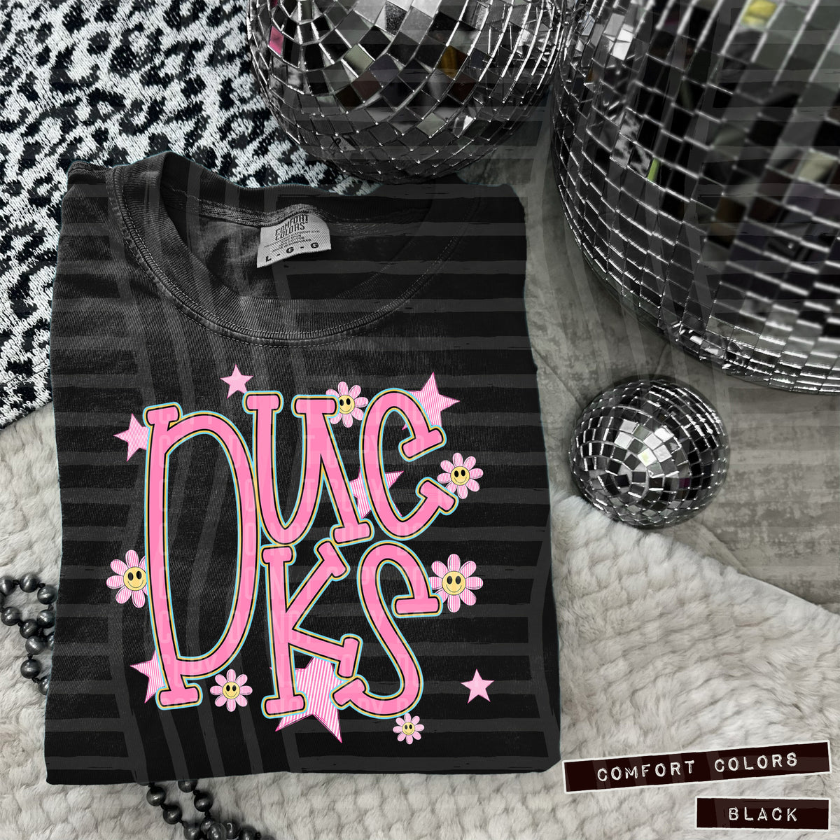 Ducks Pink Flowers And Stars 104947 DTF transfer
