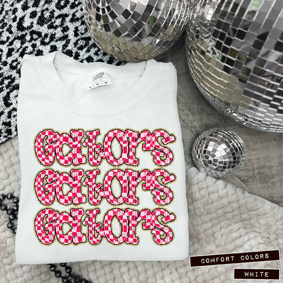 GATORS stacked pink checkered (Caplinger) DTF transfer